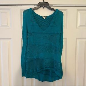 ⭐️ Anthropologie Vibrant Teal Knit Hooded Sweater